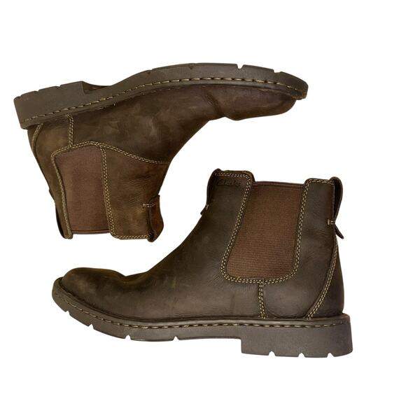 Clarks Stratton Hi Chelsea Boots Brown Leather Slip On Mens 10M main image 6